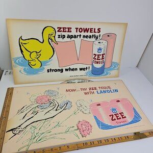 Vintage Advertising Signs 1950s - Zee Tissue Crown Zellerbach Canada Limited